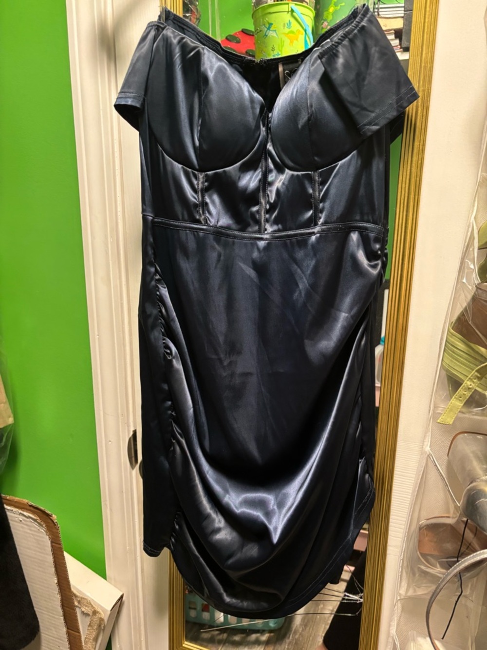 Windsor Off-Shoulder Satin Mini Dress